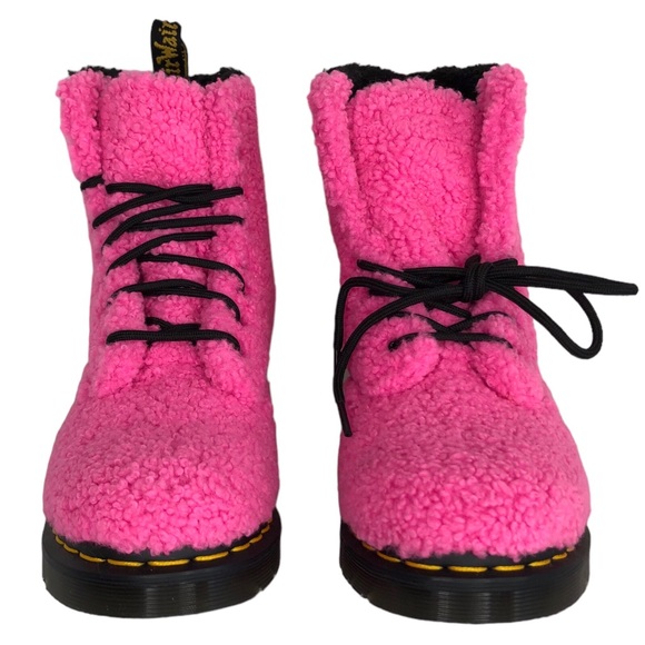 🆕 Dr. Martens 1460 Pascal Pink Lux Borg Faux Shearling Combat Boots - Picture 4 of 9